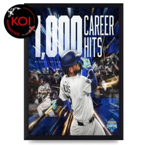 Los Angeles Dodgers Miguel Rojas 1000 Hits Career Home Decor Poster Canvas
