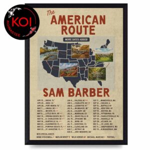Sam Barber 2026 The American Route Tour Dates Home Decor Poster Canvas