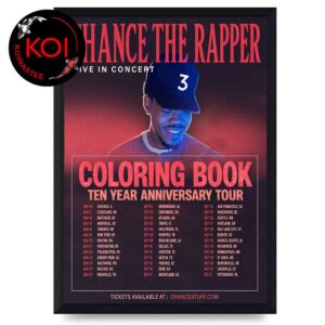 Chance The Rapper 2026 Tour Dates Coloring Book Ten Year Aniversary Tour Home Decor Poster Canvas