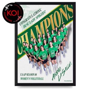 DLSU De Lady Spikers 2026 Champion UAAP Season 88 Women’s Volleyball Home Decor Poster Canvas
