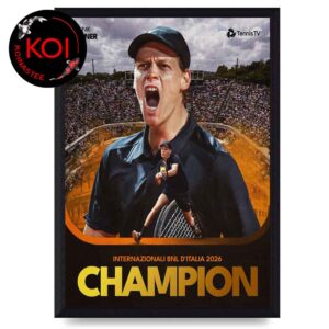 Jannik Sinner Rome Internazionali BNL D’Italia 2026 Champion Golden Masters Home Decor Poster Canvas