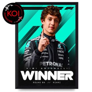 Kimi Antonelli Winner Miami GP 2026 Mercedes-AMG PETRONAS F1 Team Home Decor Poster Canvas