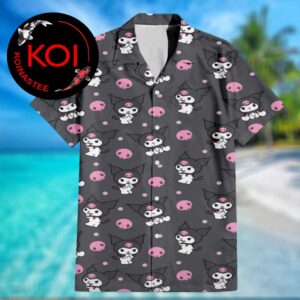 Kuromi Skull Grey Summer Aloha Hawaiian Shirt