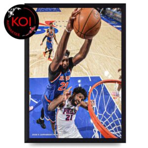 Mitchell Robinson Poster Dunk On Joel Embiid New York Knicks vs Philadelphia 76ers NBA Playoffs 2026 Home Decor Poster Canvas