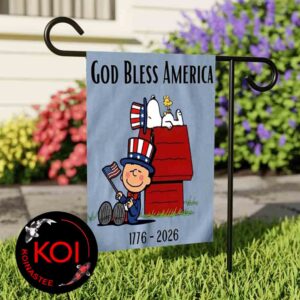 Peanuts Snoopy God Bless America 1776 2026 250th Years 4th Of July Outdoor Decor Garden Flag